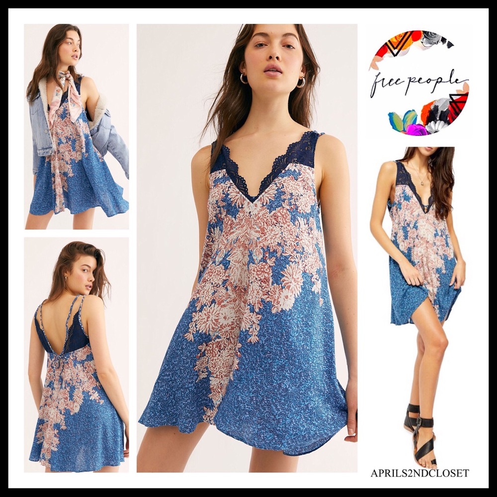 FREE PEOPLE BOHO FLOWY SLIP LACE MINI DRESS A2C - Picture 12 of 16